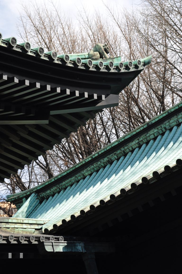 Roof eves of a temple in Tokyo, Japan.