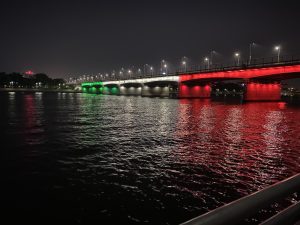 Illuminating Ahmedabad: Captivating Lighting Above and Below the Bridge.