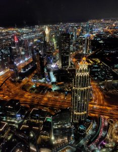 Glimmering Dubai: A Spectacular Night View from the 124th Floor