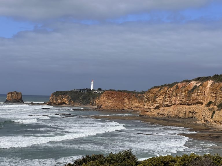 Great Ocean road coastline with Aireys Inlet Lighthouse