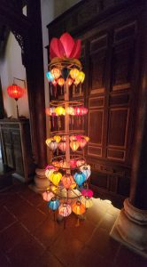 A display of different type of lanterns at the traditional Vietnamese house.