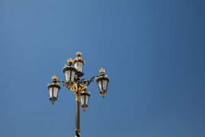 Elaborate lamppost on a bluesky