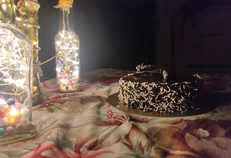 Decoration for celebration with cake & creative night lamp