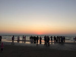 孟加拉国世界最大的海滨科克斯巴扎日落。
