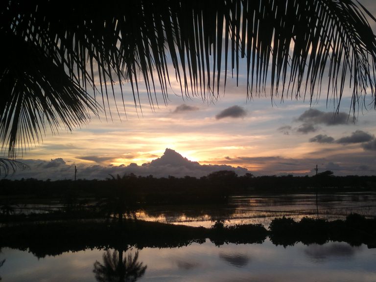 Cloudy Afternoon in Village with Sunset