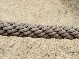 Close-up of a big, spiral rope from the Frankfurt Zoo.