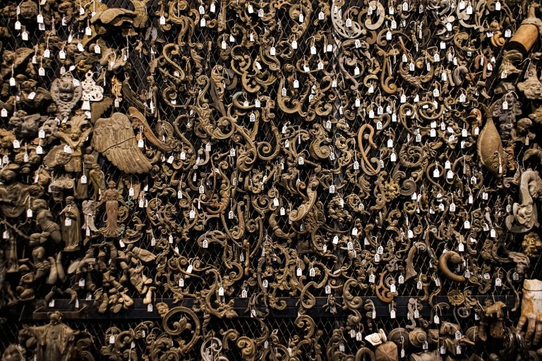 Hundreds of bronze molds in a metalsmith’s workshop