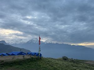 A stunning evening view from 3545m above sea level with the Nepali flag!