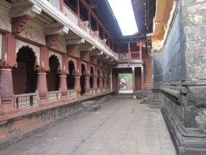 Historic Place  Chhatrapati Shivaji Maharaj Guru Mouni Maharaj Temple Patgaon Kolhapur. Decorative wooden constructions in monasteries.