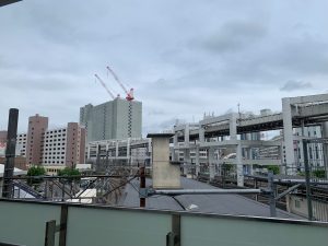 View of the monorail from the connecting passageway at JR Chiba Station, Chiba City, Chiba Prefecture, Japan.