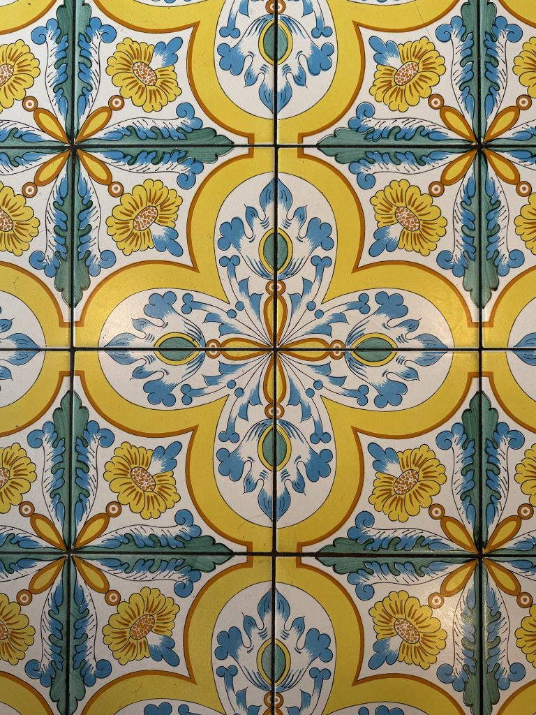 A decorative tile floor in Turin, Italy.