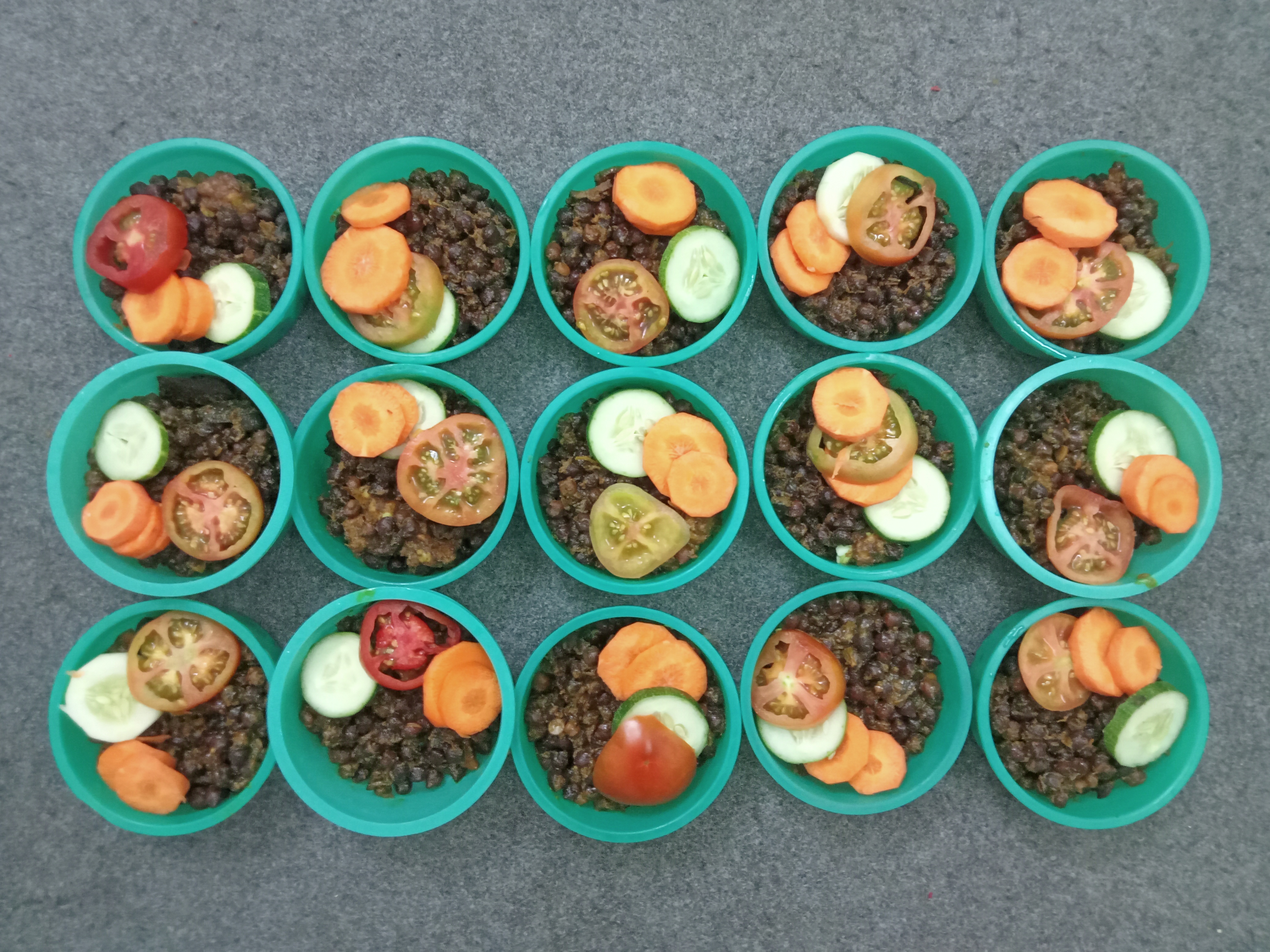 Cooked Chickpeas in a plastic bowls