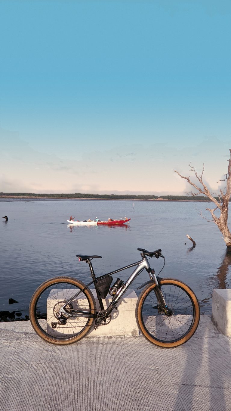 Mountain bike near the shore