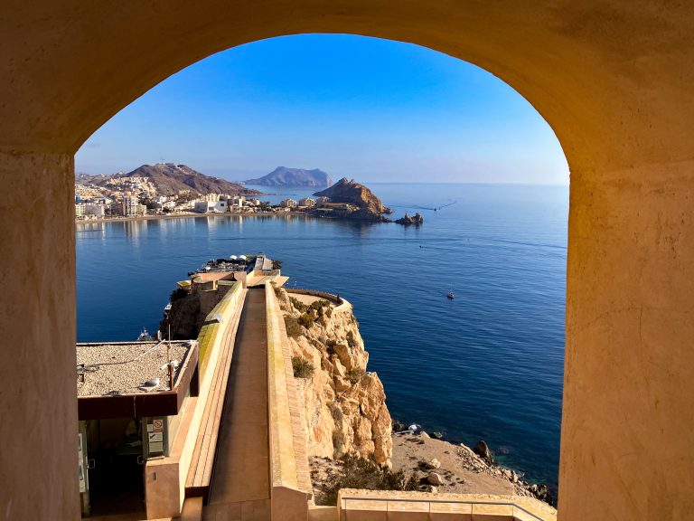 Stunning view through the castillo de san juan de las águilas, spain