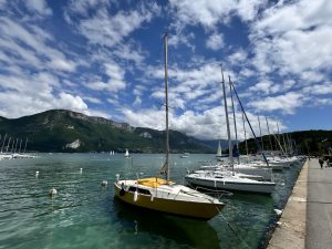 Boats on lake annecy