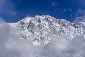  Mountain in nepal, cloud sky in the morning during annapurna base camp trek