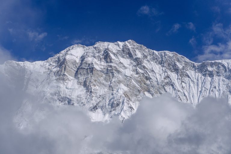 Mountain in nepal, cloud sky in the morning during annapurna base camp trek