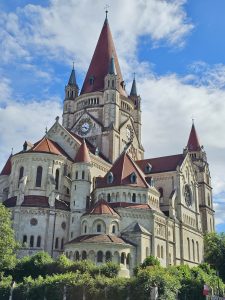 A long view of St. Francis of Assisi Church, Vienna, Austria 