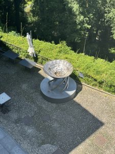 The olympic flame cauldron from the 2006 olympic winter games on display on the monte dei cappuccini in turin, italy. 