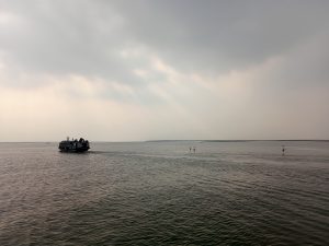 A launch (boat) on the Padma river, Bangladesh