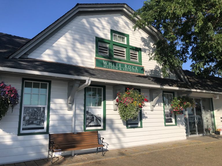 White Rock Museum Archives in British Columbia, featuring the historic building with its distinctive architecture and informative displays