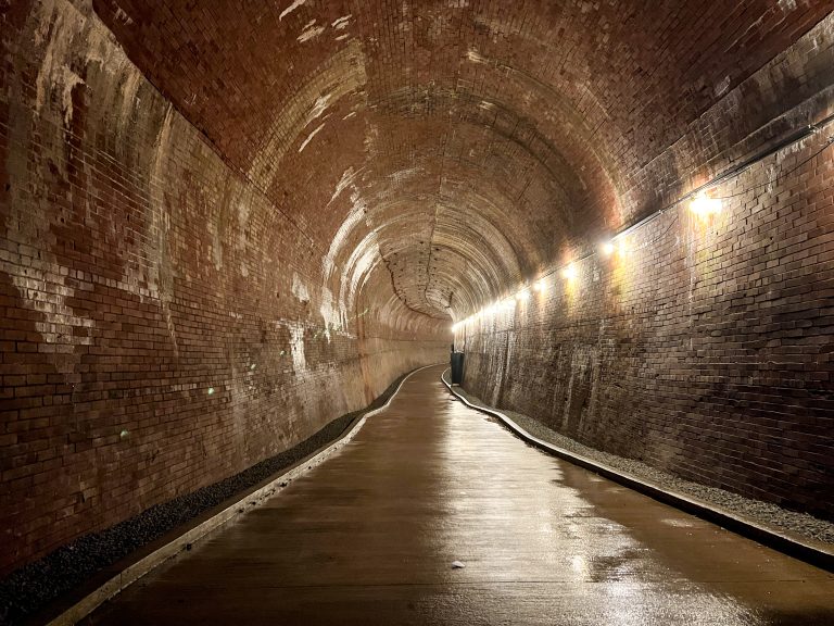 Tunnel under Niagara Falls Canada between the old power plant (now a museum) and the base of Horseshoe Falls.