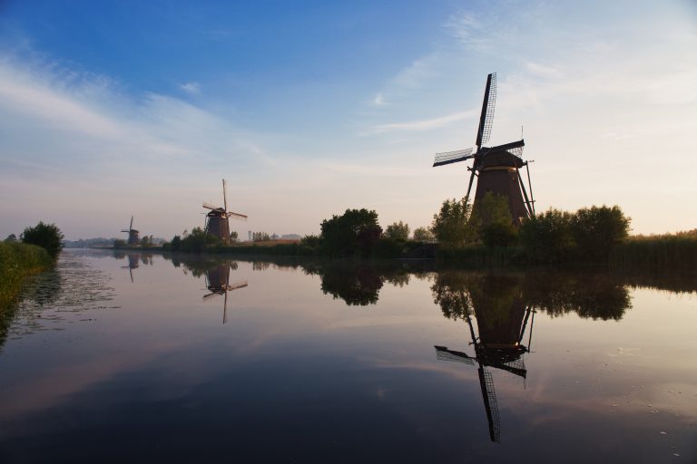 Windmills early morning, at Kinderdijk – UNESCO heritage location