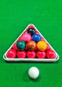 Snooker ball positioned inside a frame.