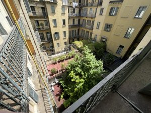 A hotel courtyard, looking down from the 4th floor.