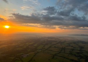 Sunrise over the northern Italian countryside.