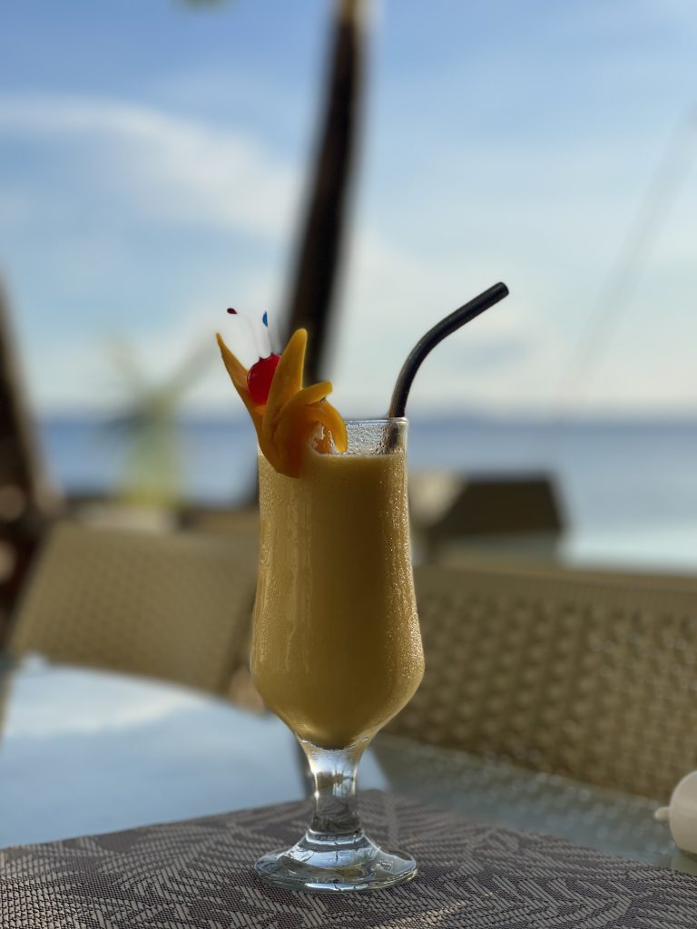 A glass of refreshing mango shake.