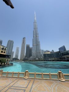 The image shows a stunning view of the Burj Khalifa in Dubai