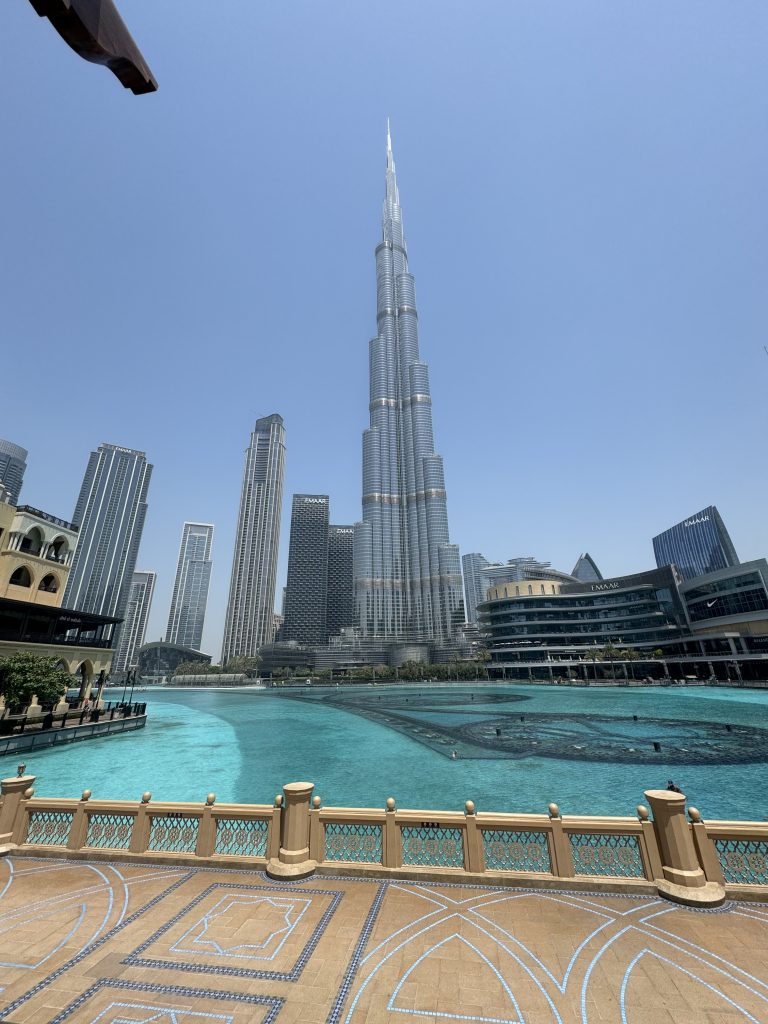 The image shows a stunning view of the Burj Khalifa in Dubai