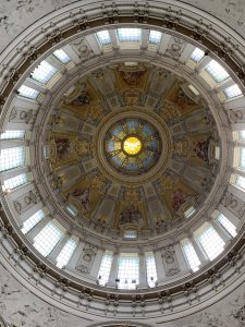 View larger photo: The inside of the main dome in the Berlin Cathedral from below. 