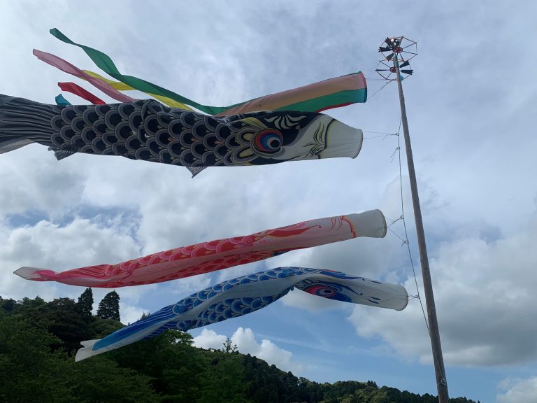 Koinakaike Pond, Ooamishirasato-shi, Chiba, Japan Carp streamers.