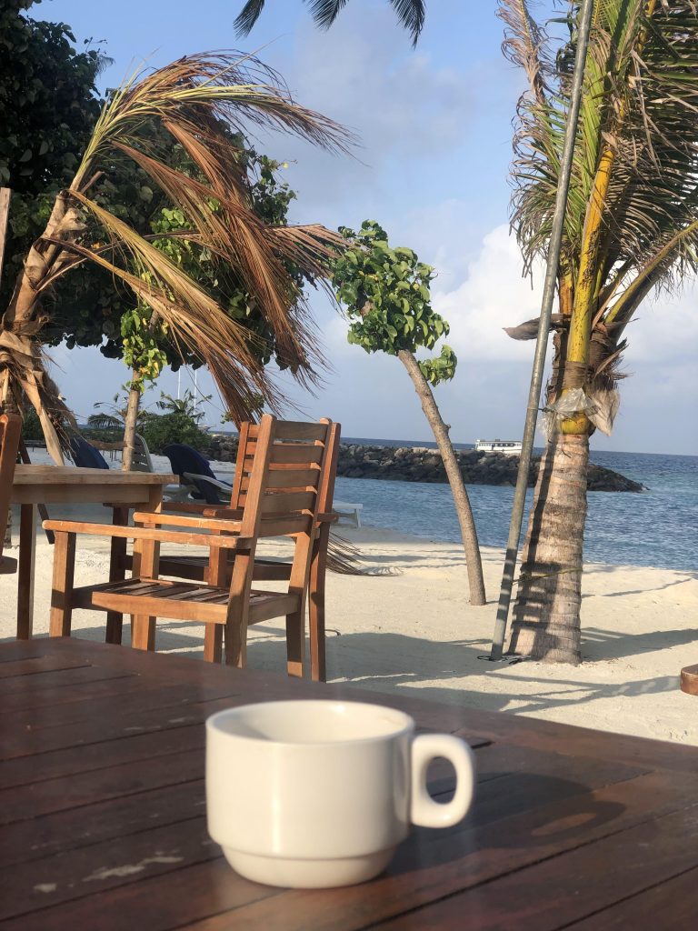 Coffee at the beach – Maafushi Island, Maldives