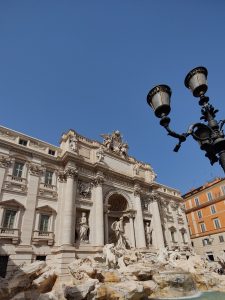 Side view of Trevi Fountain located in Rome, Italy. 