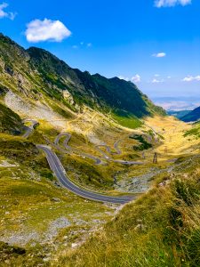 The Transfagarasan road winding through the Karpatian mountains in Romania.