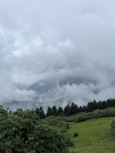 A beautiful portrait of a lush green valley beneath the clouds.