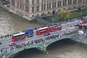 View larger photo: London red buses on westminster bridge.