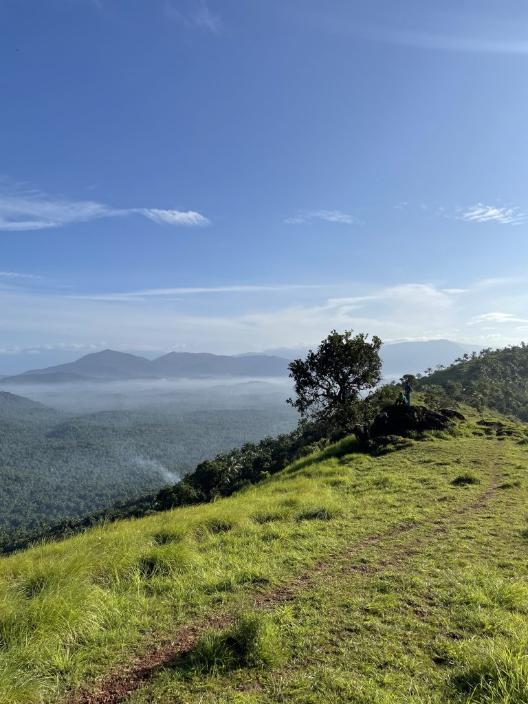 Long view of greenish valley from the mountain