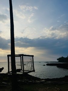 A small cage in a beach side