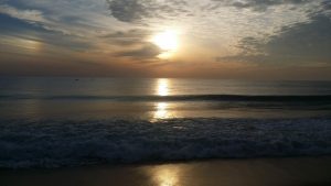 The beautiful sunrise over the serene beaches of Maruthamunai, Sri Lanka.