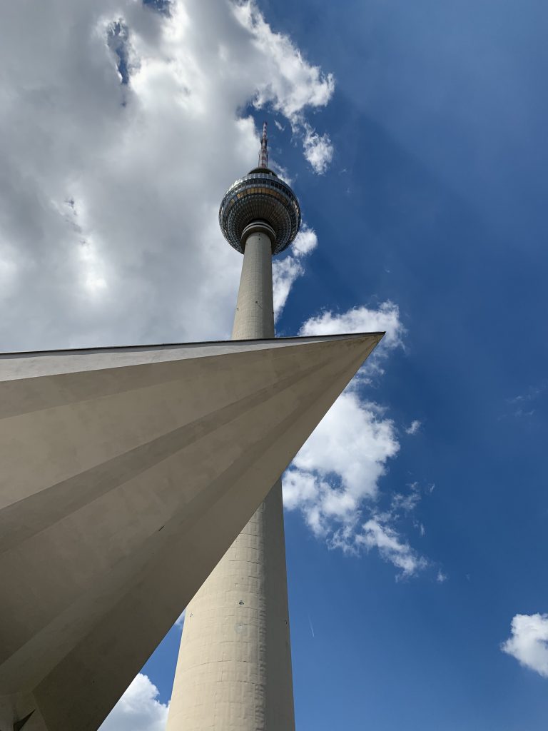 The Berliner Fersehturm TV tower in Berlin, Germany.