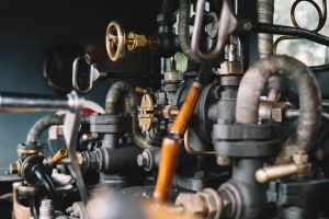 Engines of a steam locomotive