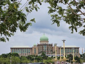 Front view of the office complex of the Prime Minister in Putrajaya Kuala Lumpur Malaysia. 