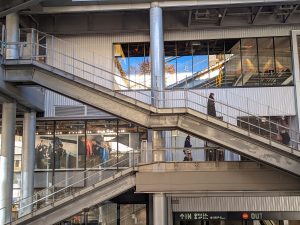 Stairs and pedestrian bridges in Shibuya, Tokyo