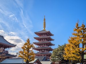 A five-storied pagoda in Sensoji temple in Asakusa, Japan