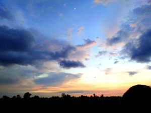 beautiful evening with clouds and moon