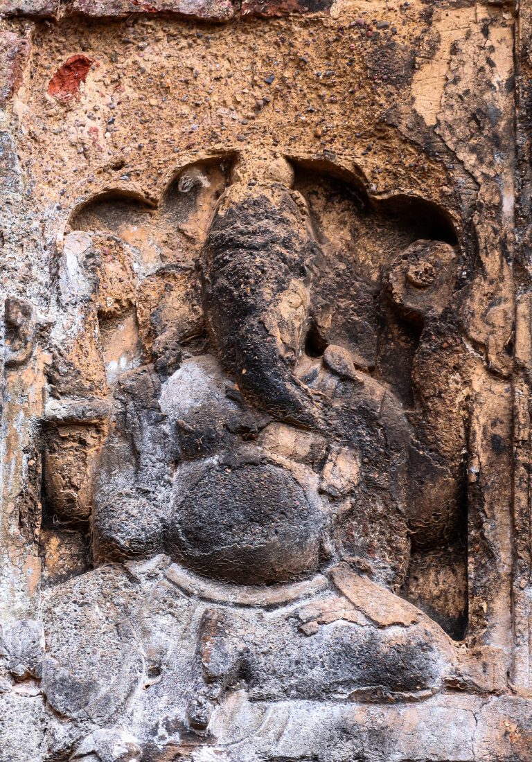 Ancient Ganesha carving at the historic Panhala Fort’s Teen Darwaza – a timeless symbol of devotion and artistry.